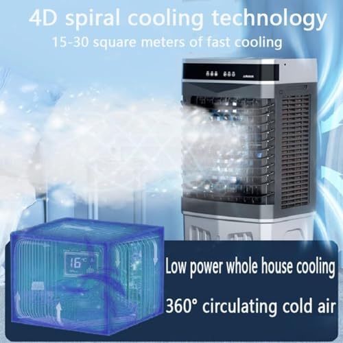 Portable Air Conditioner with 120° Oscillating Fan, 3 Speeds, 12-Hour Timer, Large Water Tank, No Hose Needed for Room/Office Cooling (120-150㎡)(67CM)
