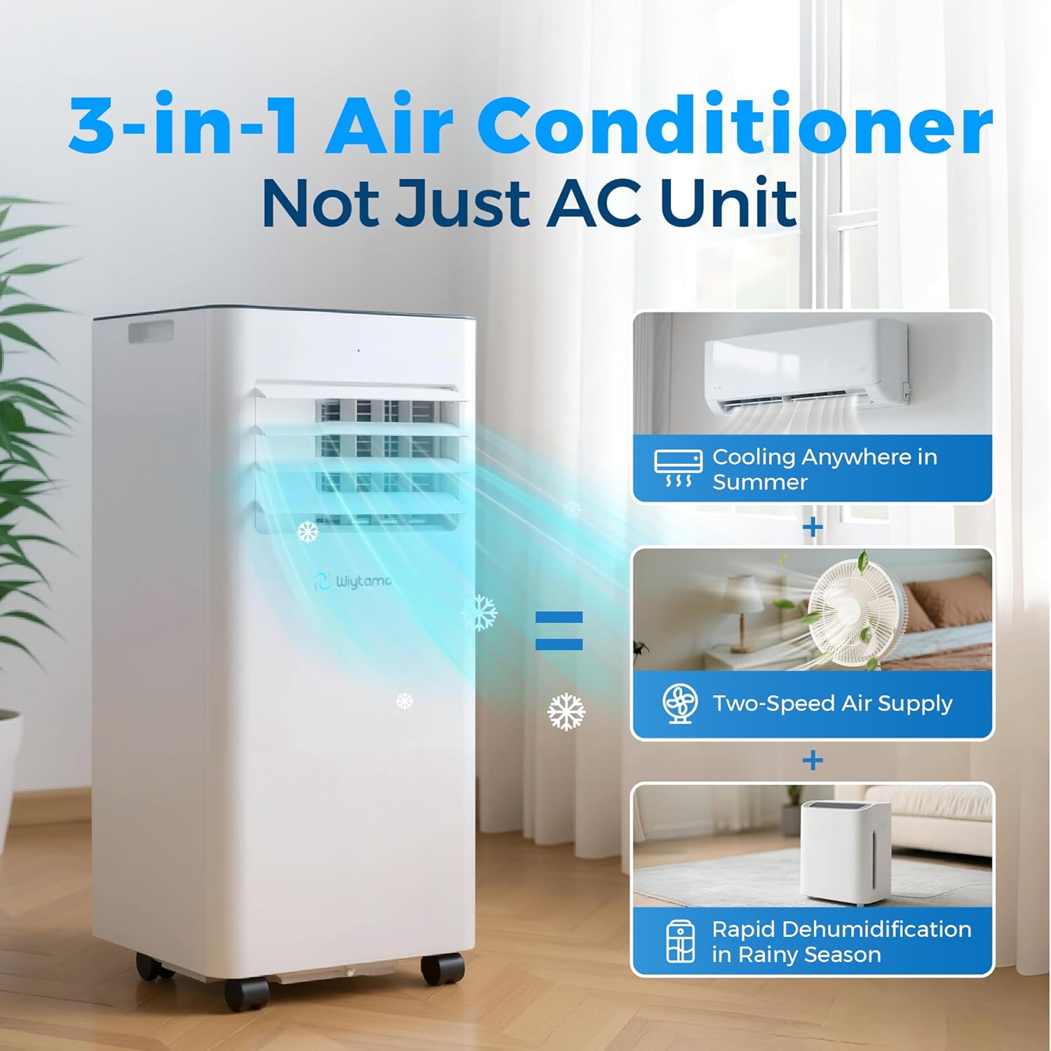 10,000 BTU Portable Air Conditioners with WiFi, 3-in-1 Air Conditioner for Room&Garage– Portable AC Unit with Cool, Dehumidifier&Fan, with Remote/Sleep Mode/Child Lock/24 Hrs Timer/Self Evaporation