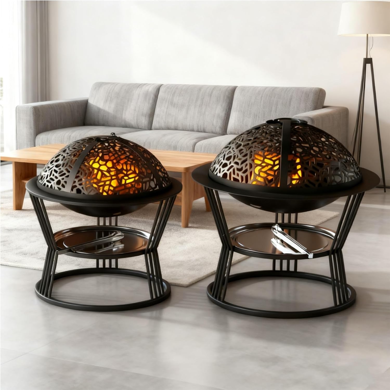 Bonfire Stove with Spark Screen, Chiminea, Fire Pits for Outside Wood Burning,Incinerator Burn Barrel, Applicable to Burning Backyard, Patio, Garden, Beaches(Black,56cm/22in)