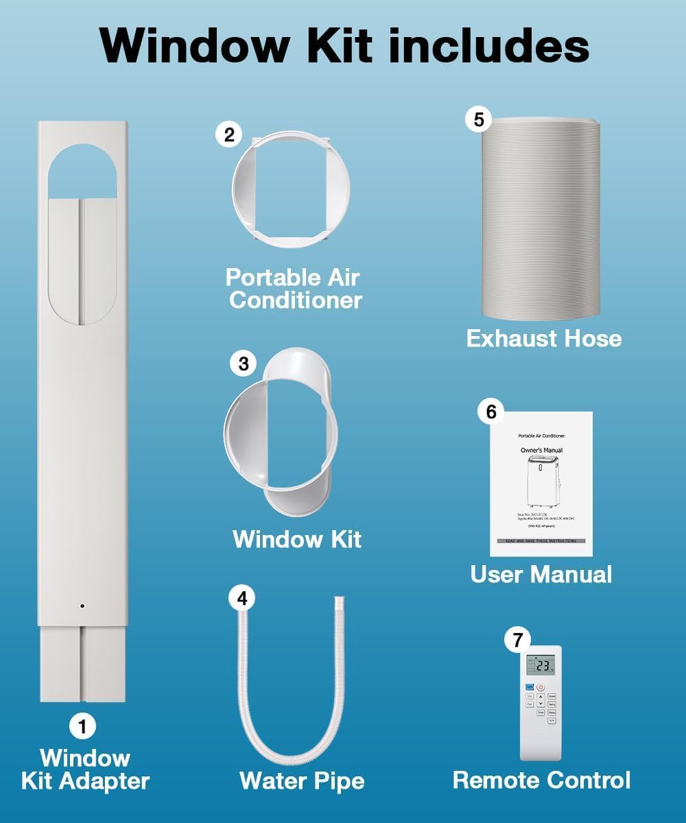 14000 BTU Portable Air Conditioner - 3 in-1 Cooling, Dehumidifier & Fan with Quiet Operation, Sleep Mode, 24H Timer & Energy Savings, for Rooms Up to 700 Sq.Ft, Includes Remote Control, Reusable Filt