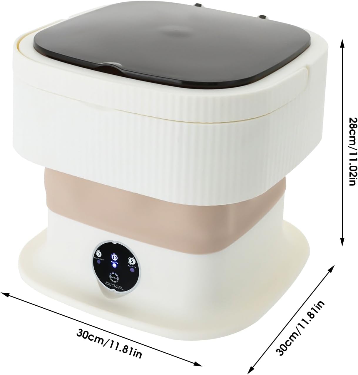 Portable Washing Machine, 10L Mini Portable Washer with 3 Modes Cleaning for Baby Clothes, Sock, Small Delicates, Foldable Small Washing Machine Ideal for Camping, RVs, Apartments, Dorms (Khaki）