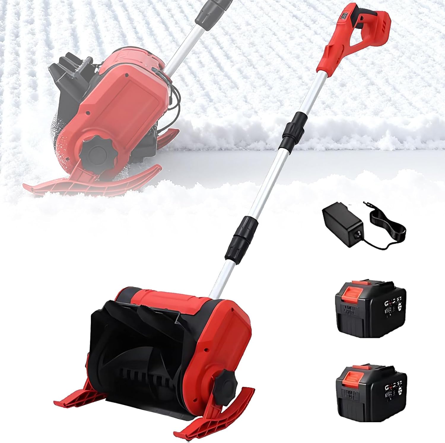 20V 13-Inch Cordless Brushless Snow Shovel, Cordless Snow Blower with 2 * 4Ah Battery & Charger, Telescopic Rod, 26.24 FT Throwing Distance, Snow Blower for Driveway & Sidewalk