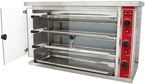 TECHTONGDA Gas Convection Toaster Ovens Commercial Air Fryer Automatic Rotary Grill 122℉-572℉ for Sheep Chicken 3 Layer