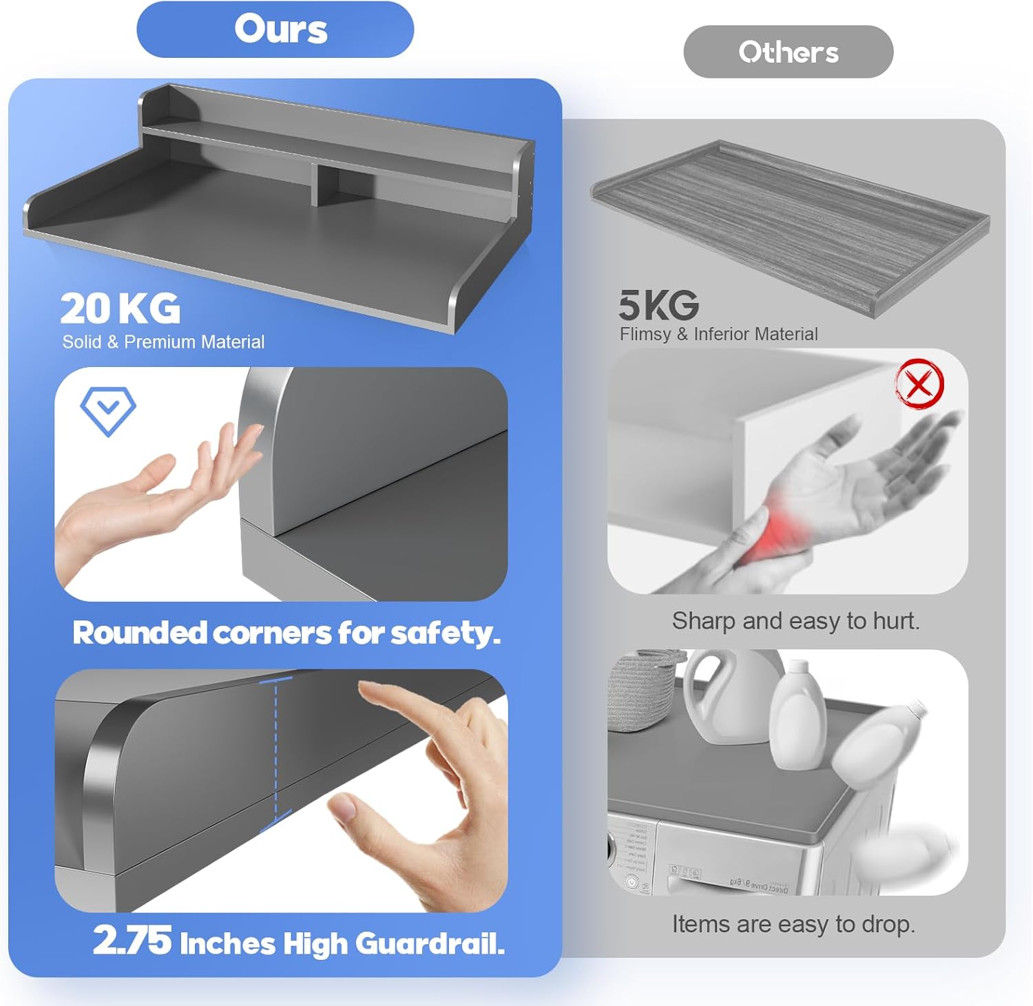 2-Tier Washer and Dryer Countertop with 2.75