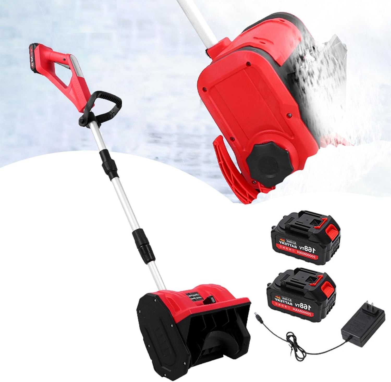 Cordless Snow Shovel, 21V Electric Snow Blower, 12-Inch Snow Shovel, Can Work Continuously for 1 Hour & Adjustable Handle, Lightweight Snow Removal for Deck, Patio & Driveway