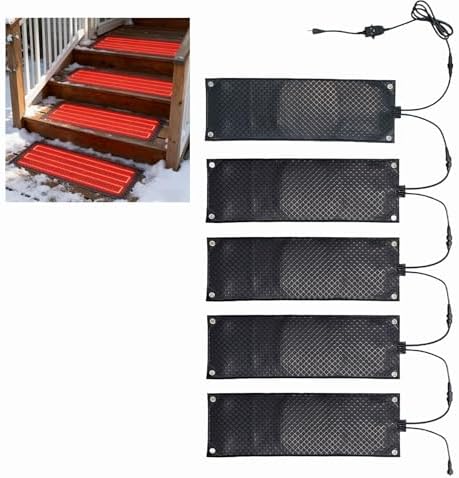 Heated Snow Melting Mats for Outdoor Walkways & Entrances, 10x48in PVC, 110V with 6.5ft Power Cord, Perfect for Sidewalks & Stairs, 1 Piece