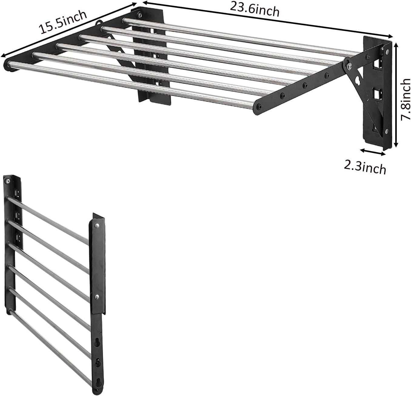 NEWRAIN Clothes Drying Rack, Wall Mounted Laundry Drying Rack Clothing,23
