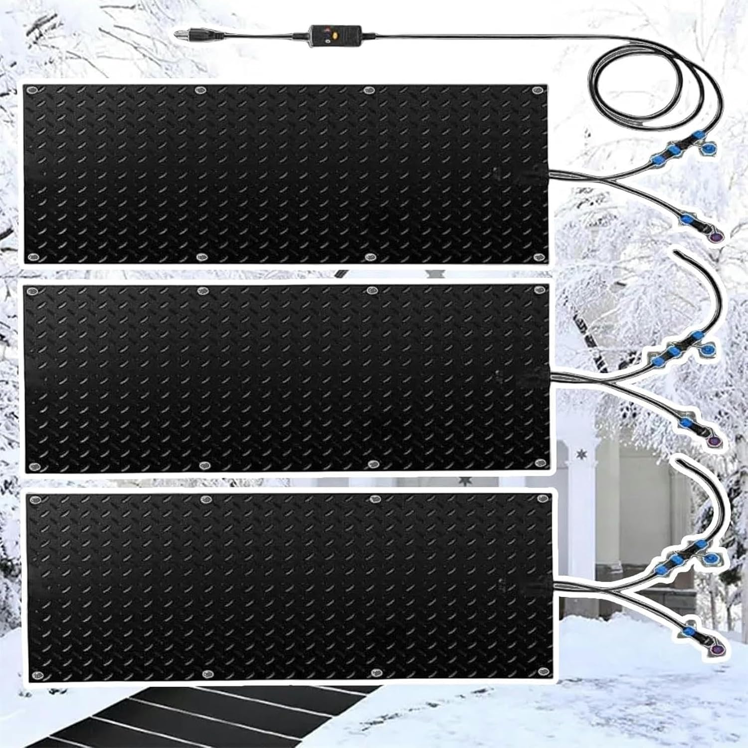 AMNOOL Snow Melting Walkway Mat Roof Heat Panel for Ice Dams Non Slip Rubber Heated Mat Black Roof Heated Outdoor Mats for Winter