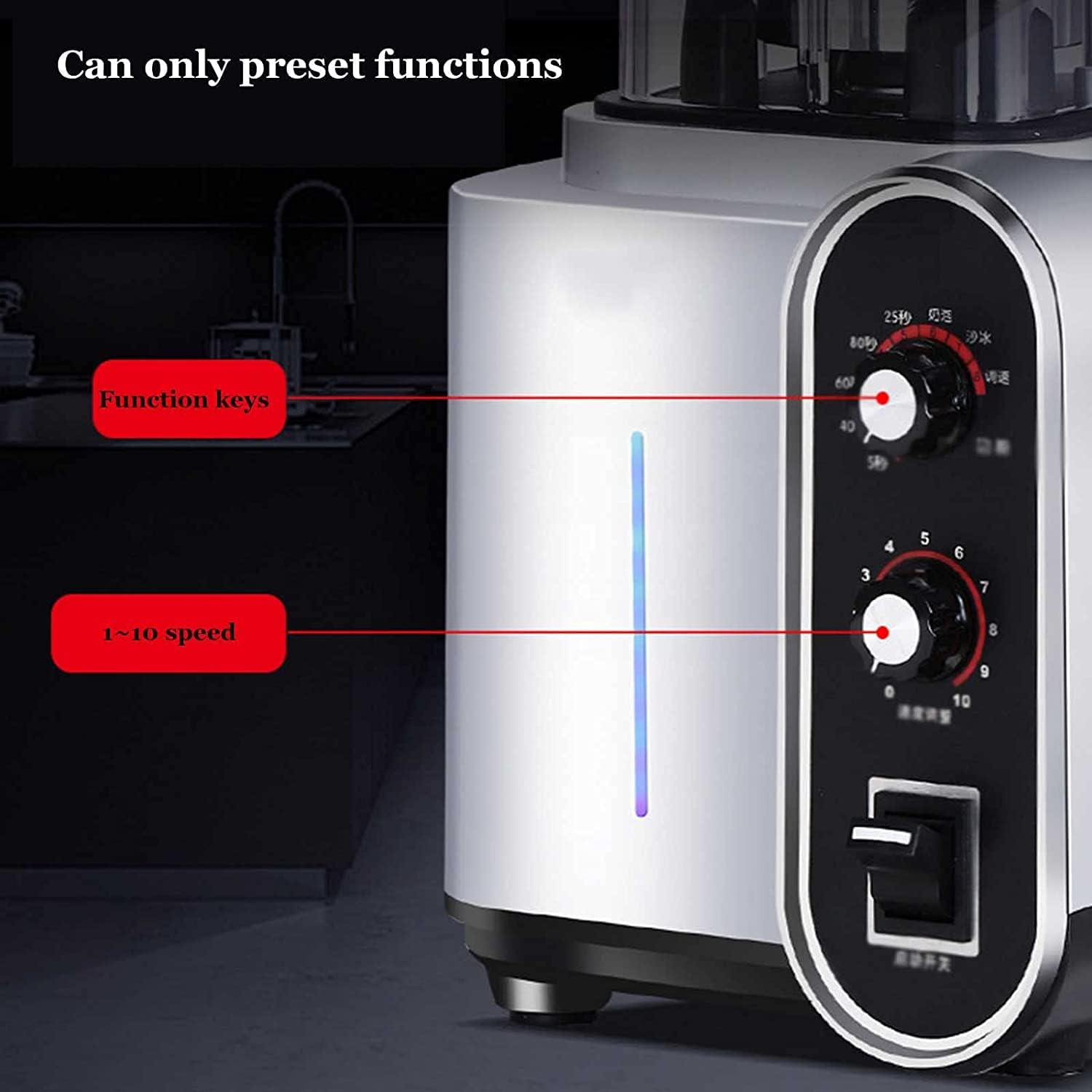 Commercial Smoothie Maker, Large Capacity 2200W High Power Blender Commercial Blender, High Speed 6 Blade Milkshake Maker