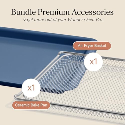 Our Place Wonder Oven & Essentials Kit | 6-in-1 Air Fryer Toaster Oven with Steam Infusion | Countertop Convection Oven Combo with Extra Bake Pan & Air Fryer Basket | Non-toxic, PFAS-Free | Blue Salt