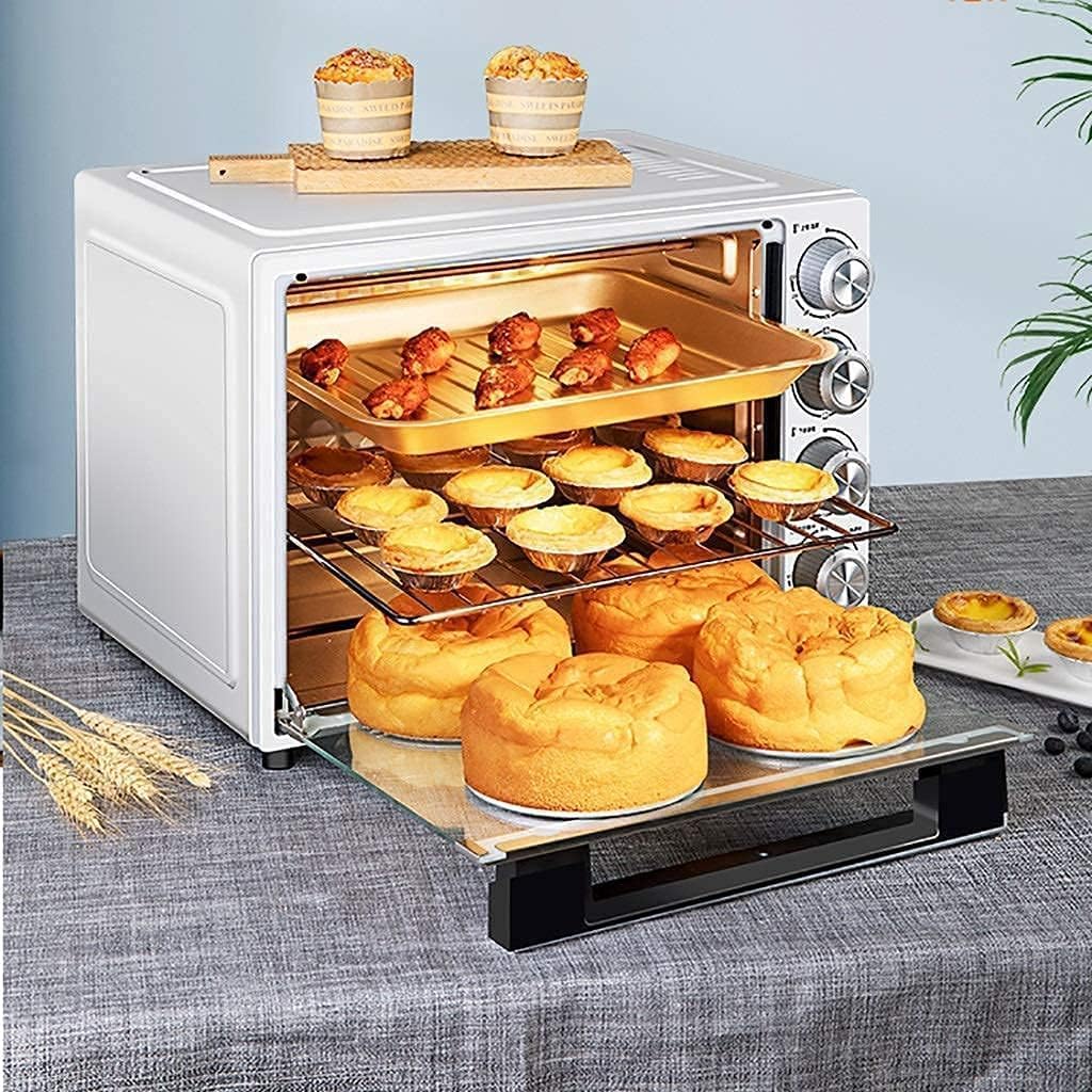 oven mini oven air fryer oven Mini Ovens 40 Liter Large Capacity Baking Oven for Household Use, Small Multifunctional Silver 1500W Electric Oven Toaster Oven Air Fryer,, Onesize