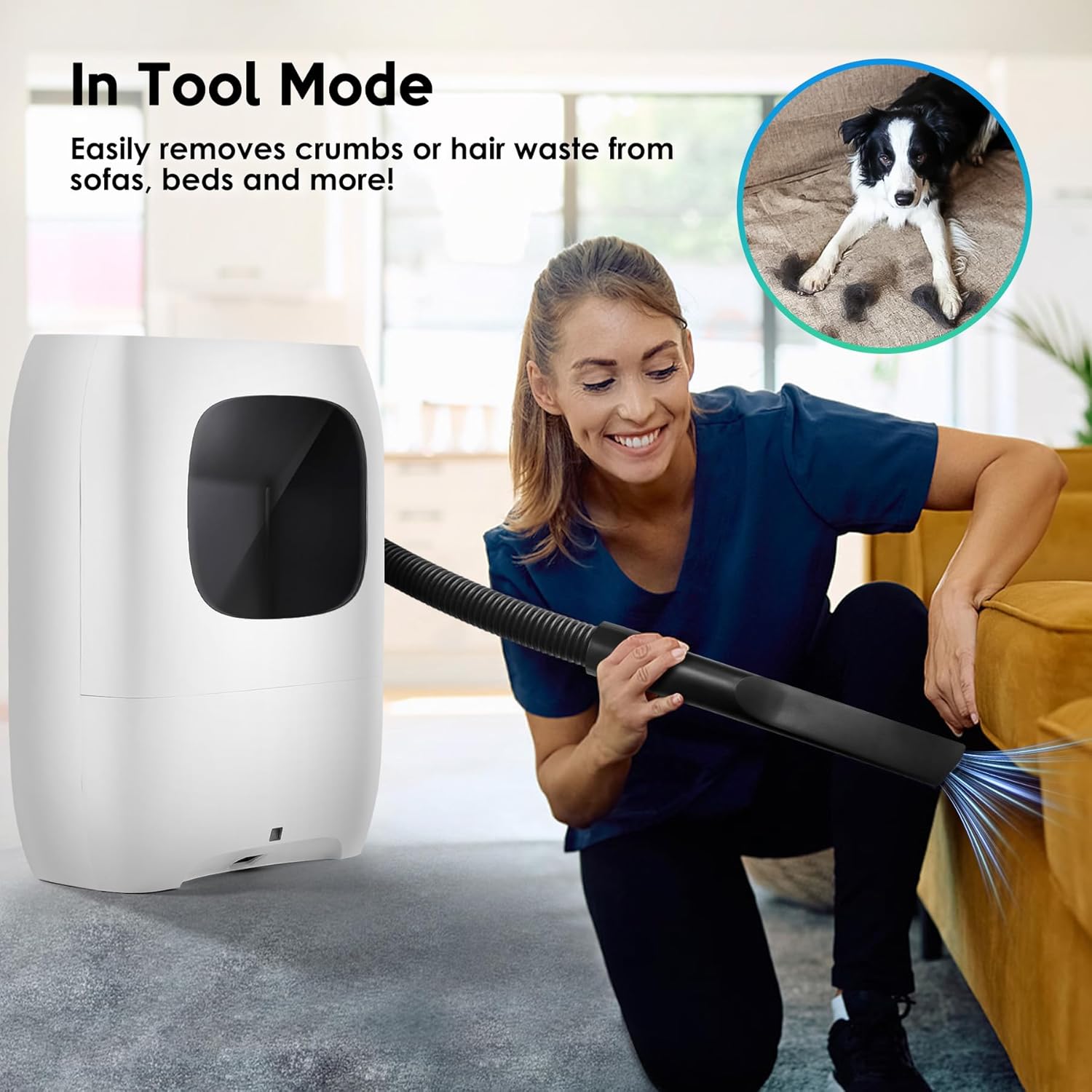 Auto-Sensing Canister Vacuum - 1500W Powerful Bagless Cleaner for Pet Hair Salon & Kitchen Hands-Free Automatic Dustpan Grey