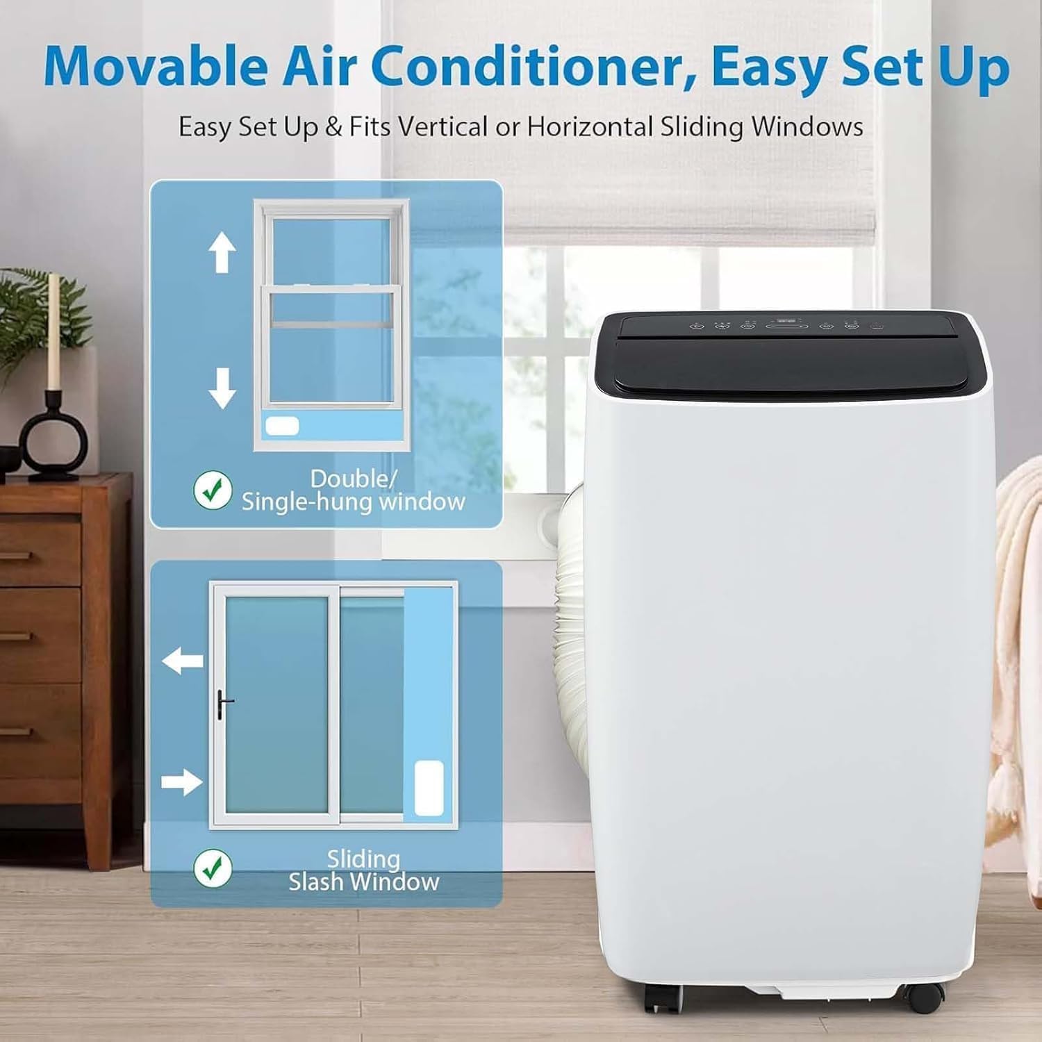 TrailBlaze 12,000 BTU Portable Air Conditioner, 3 IN 1Dehumidifier, Fan Mode,Remote Control up to 700 Sq. Ft, Floor Room AC Unit with Cool,Air Cooler for Bedroom Office Home