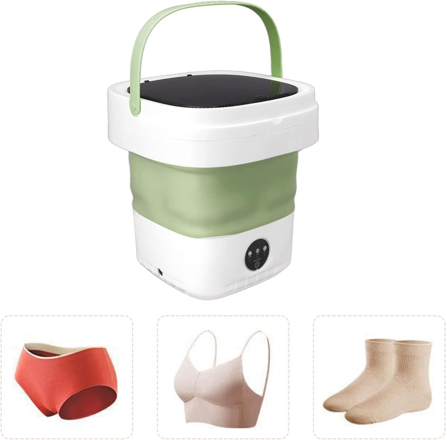 Portable Mini Washing Machine, Foldable Bucket Washer, Lightweight Collapsible Bucket with Soft Spin Dry and Drainage Pipe for Underwear Baby Clothes for Apartment Camping RV (US
