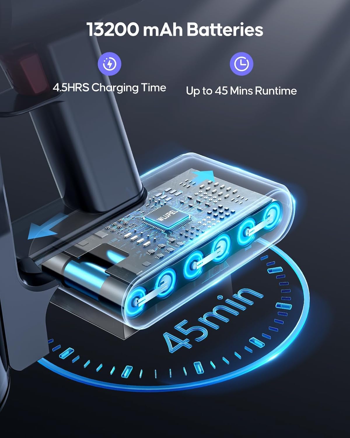 Cordless Vacuum Cleaner, 30Kpa/400W/45 Mins Small Stick Vacuum Cleaner, Rechargeable, 80000RMP Lightweight Handheld Vacuum for Home with LED Display Screen, for Hardwoods/Floors/Carpets/Pet Hair, 5lb