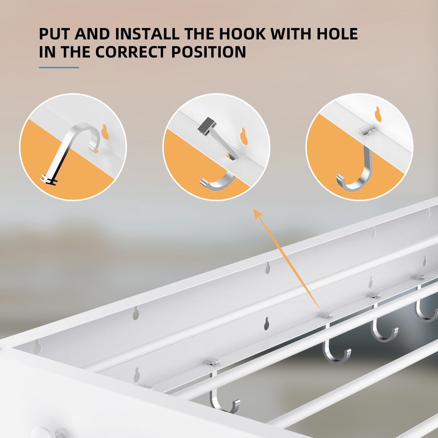 Drying Rack Clothing,Clothes Drying Rack Wall Mounted,Laundry Drying Rack Wall Mount,Foldable,Collapsible,60 lb Capacity 5 Aluminium Poles with 6 Hooks (White, 23.6'')