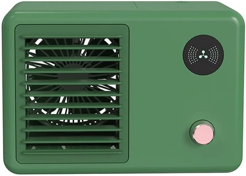 Portable Air Conditioner, USB Air Cooler with LED Light, Mini Air Conditioner Portable Cooler, Desktop Cool Personal Space, for Bedroom, Office (Color : White) (Green)