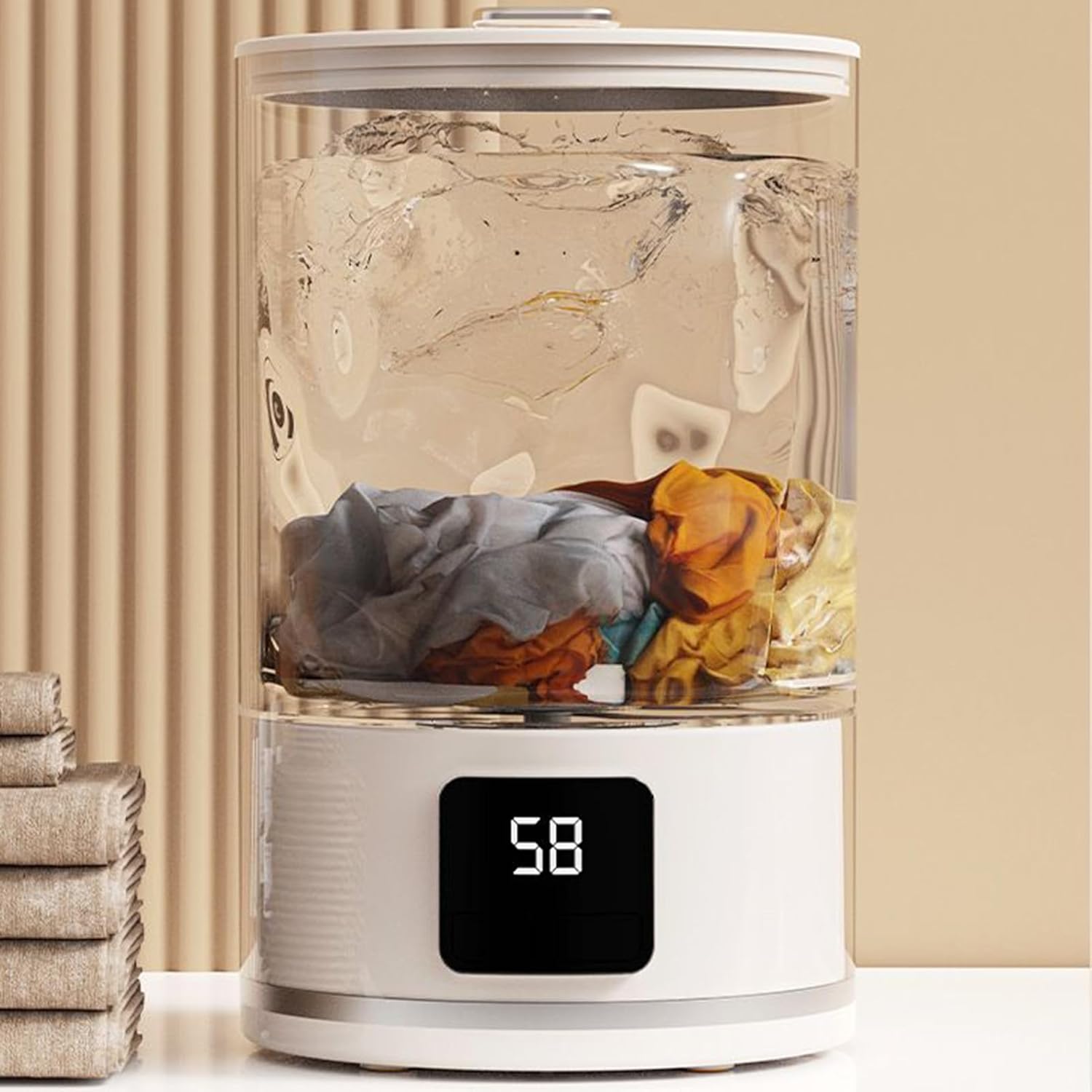 Travel Washing Machine - Portable Spin Washer, Compact Wash Tub | Compact Laundry Device With Basket Drain Feature For Travel Undergarments Socks And Camping Use, Foldable Washer For Dorm Life