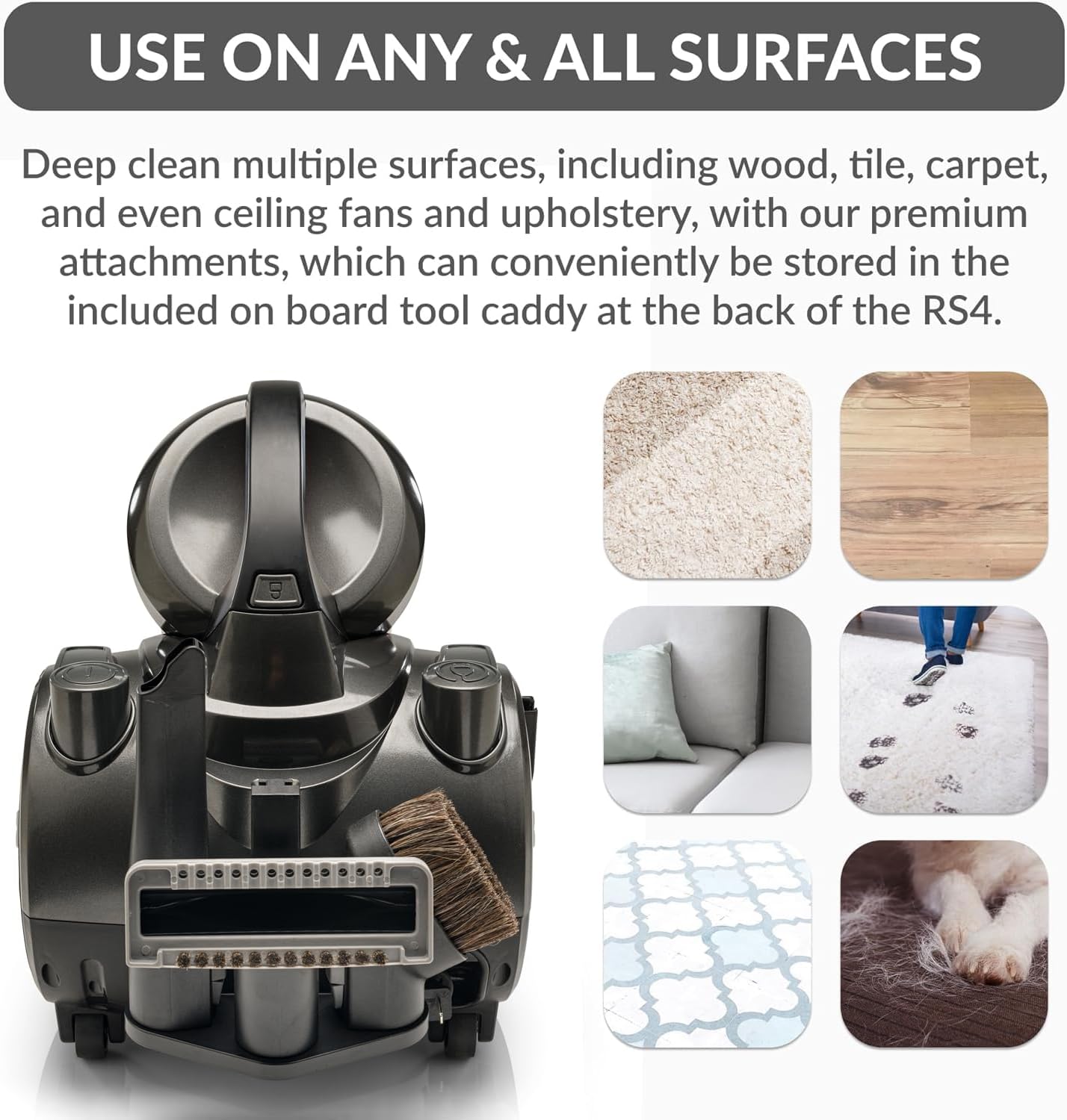 Prolux RS4 Bagless Canister Vacuum, Lightweight with Dual HEPA Filtration, 25 Foot Retractable Cord, Telescopic Wand, Versatile for Wood Floor, Carpet, Home, Office, Apartment, RV, Dorm Room