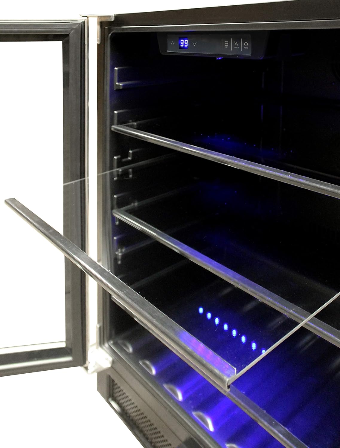 Vinotemp Beverage Refrigerator and Cooler 161 Can Capacity Mini Drink Fridge with Adjustable Temperature Control and Glass Door, 161 Can, Stainless Steel.