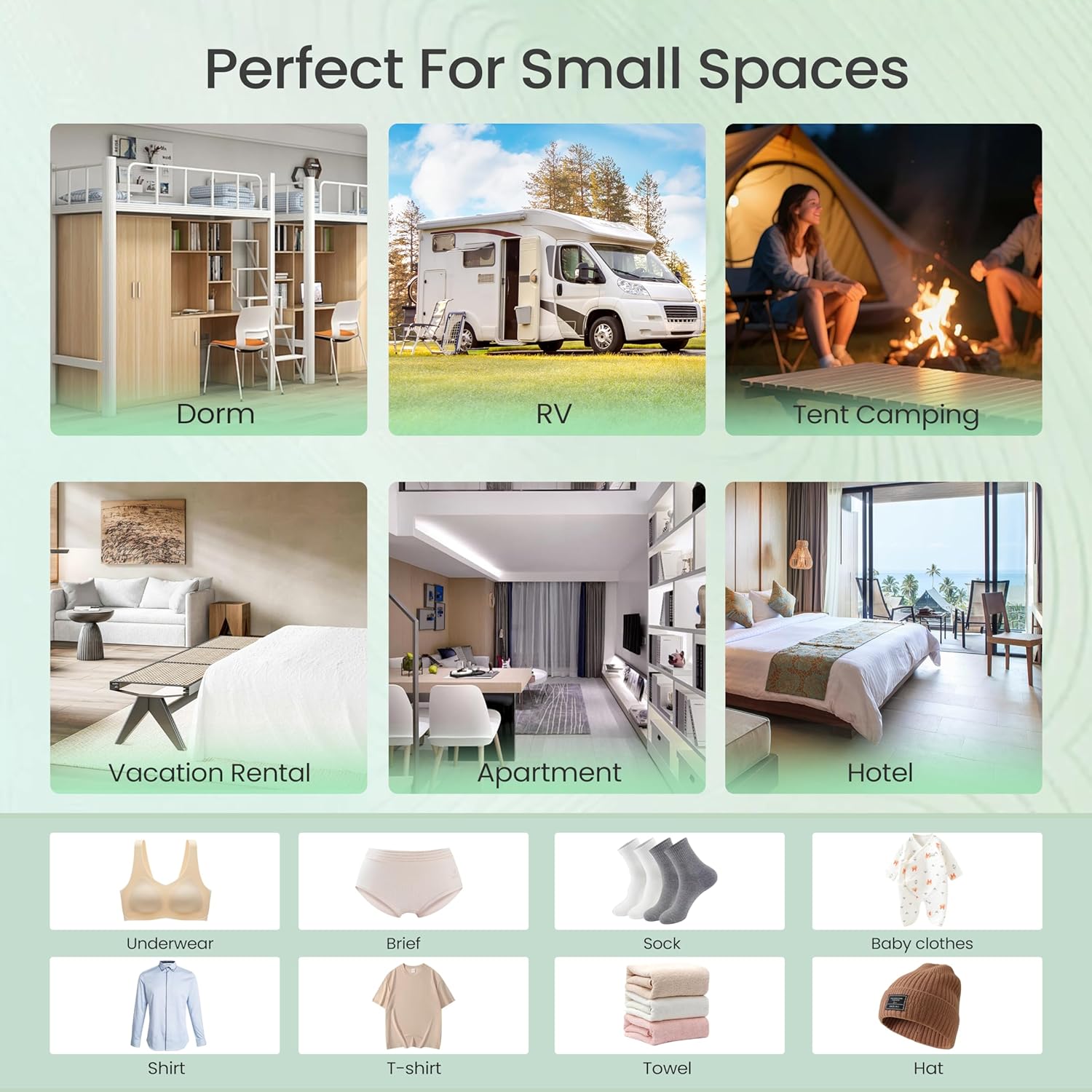 Portable Washing Machine - 16L Mini Foldable Washer with Spin Basket, 3 Cleaning Modes & Deep Cleaning for Small Clothes, Collapsible Laundry for Apartment, Home, Hotel and Travel (Green)