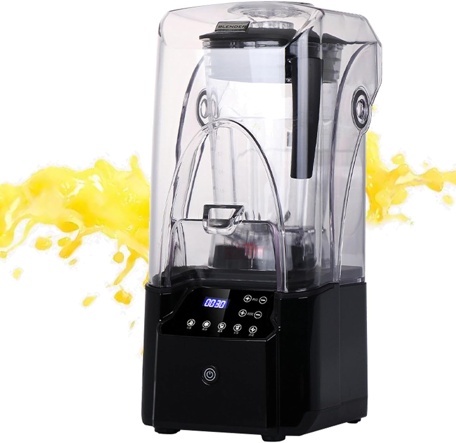 Commercial Stand Mixer, 2.2L Electric Blender Smoothie Maker with 110V-240V 18000-30000RPM Capacity Soundproof Hood 5 Presets for Kitchen Milk Tea Coffee Dessert Leisure Shop