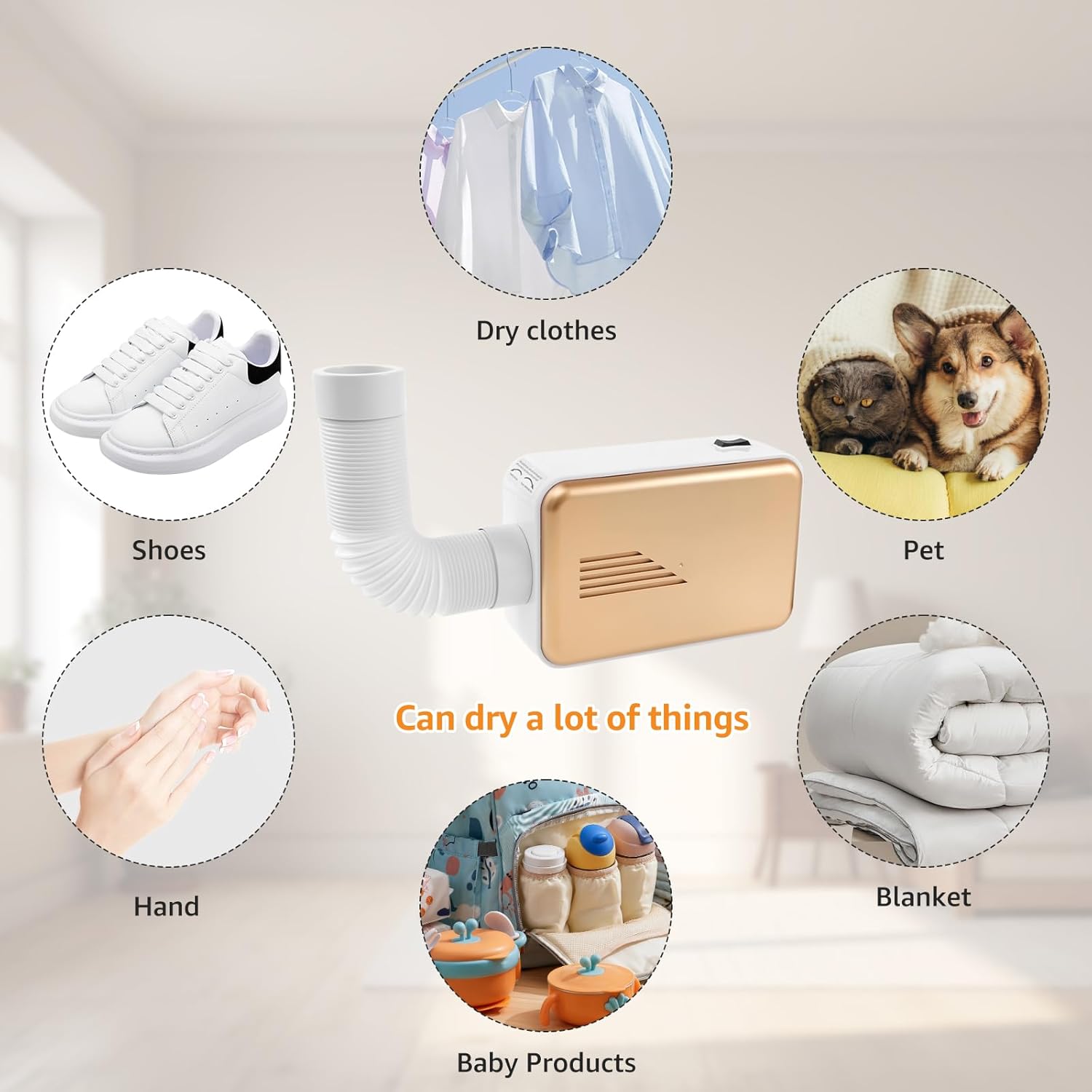 Portable Clothes Dryer, 600W Efficient Clothes Dryer, Small Compact Foldable Electric Drying Machine, Folding Mini Dryer Machine for Home Apartment Dormitory (Cloth-covered)