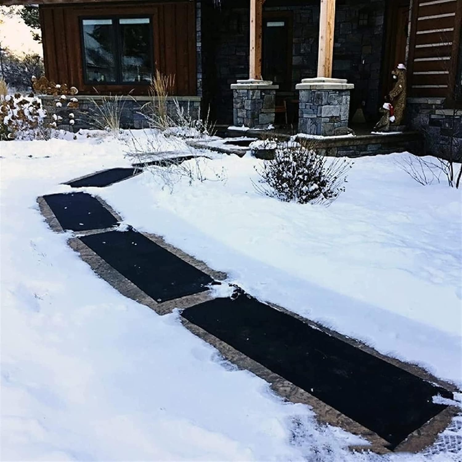Snow Melting Mats for Walkway, Outdoor Heated Snow Melting Mat, for Winter Snow Removal, USB Series Connection,9 Pack,10inx30in