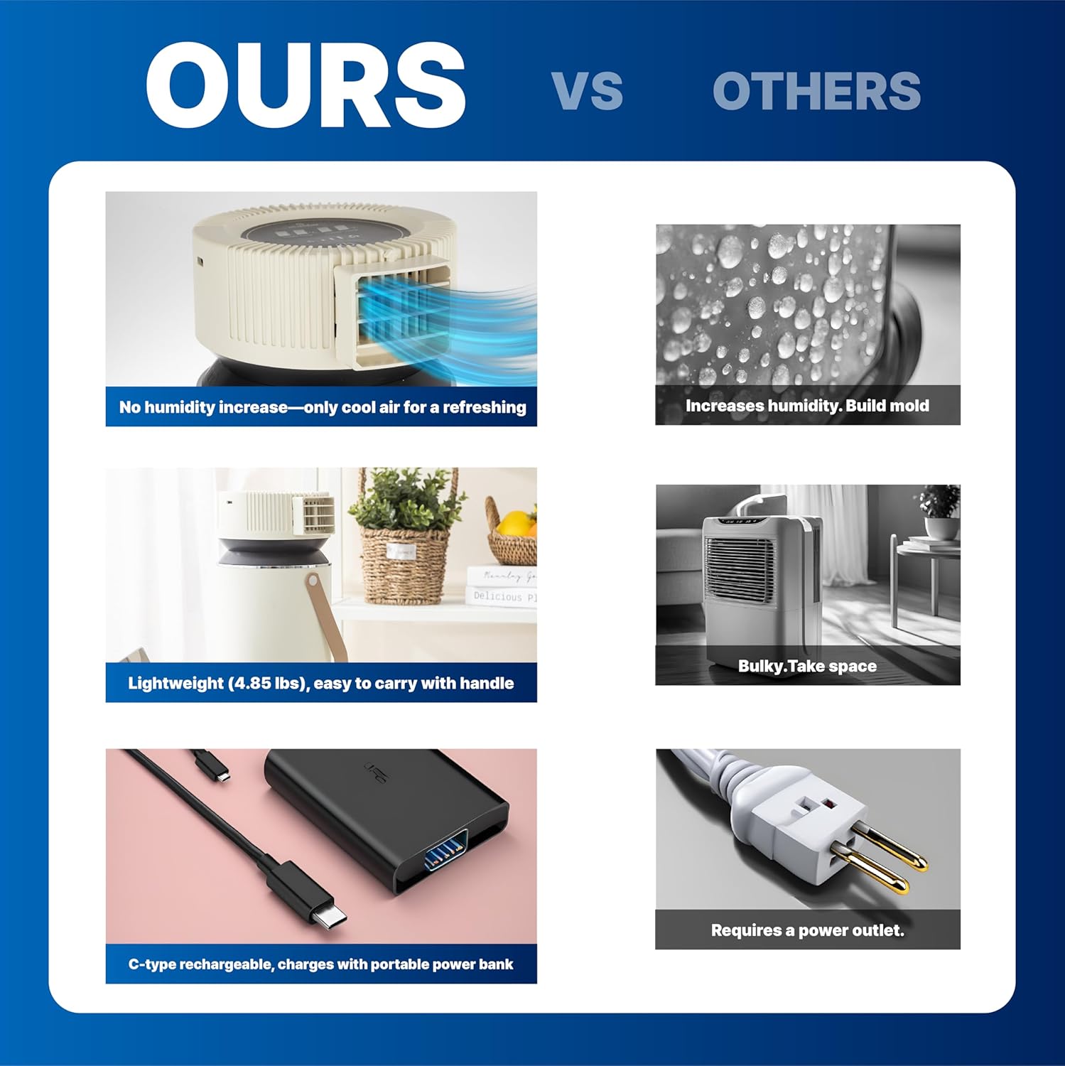 Portable Heatsink Air Cooler (Filter-Free, USB, Ice Use, Compact, No Humidity Added)