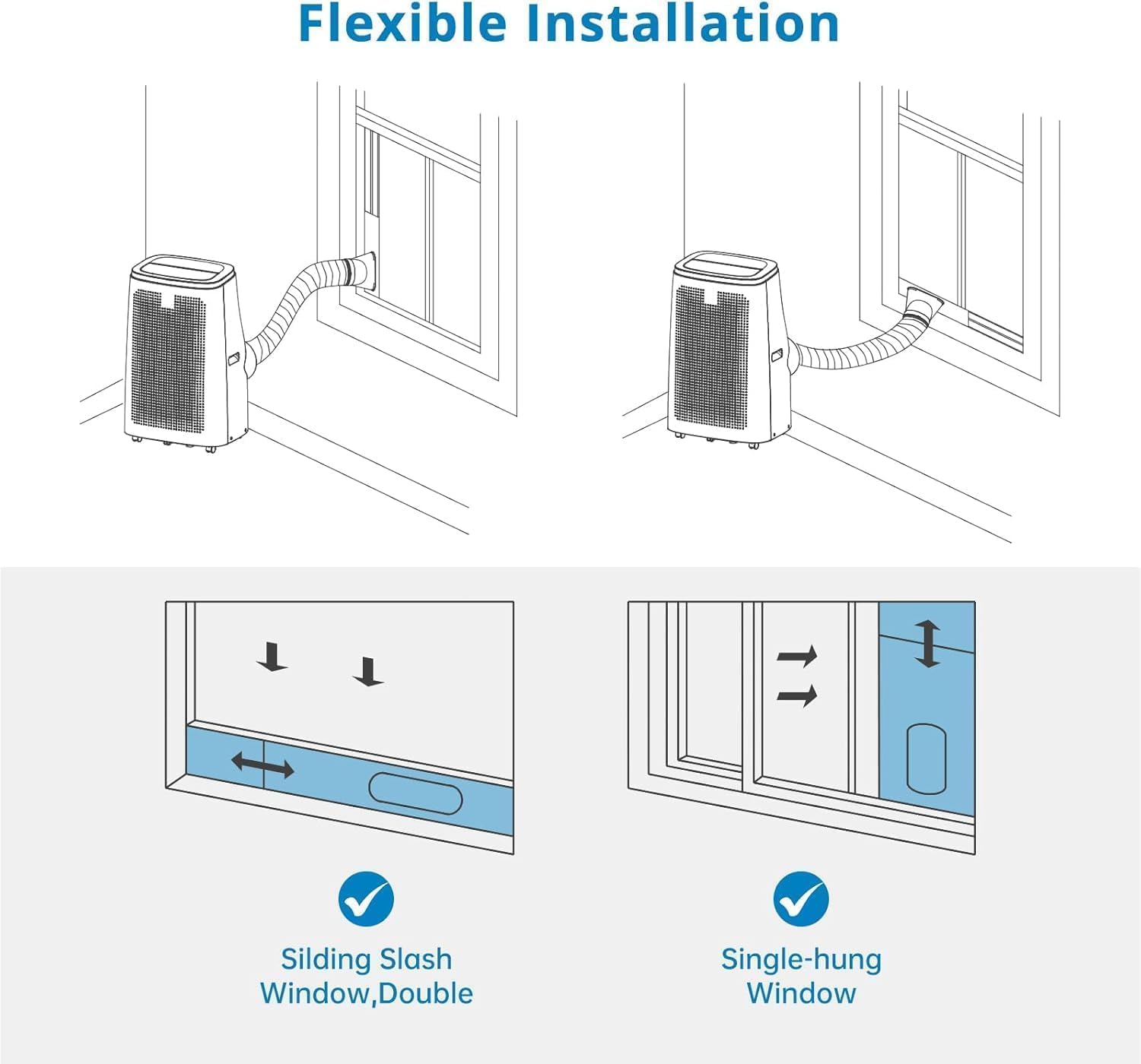 14000 BTU Room Portable Air Conditioner, 3-In-1 Free Standing Cooling AC With Fan & Dehumidifier Up to 700 Sq.Ft, Remote Control with Smart/Sleep Modes, 3 Speeds, Auto Swing & 24H Timer