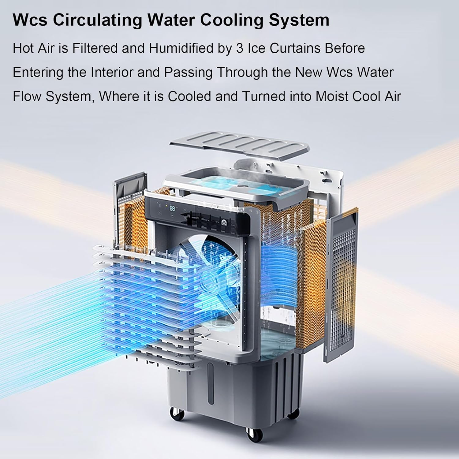 Swamp Cooler, 4000CFM Windowless Air Conditioner with 13 Gal Water Tank, 120° Oscillation, 3 Speed, 5 H Timer, Remote, 4 Ice Packs, Evaporative Cooler for Indoor＆Outdoor