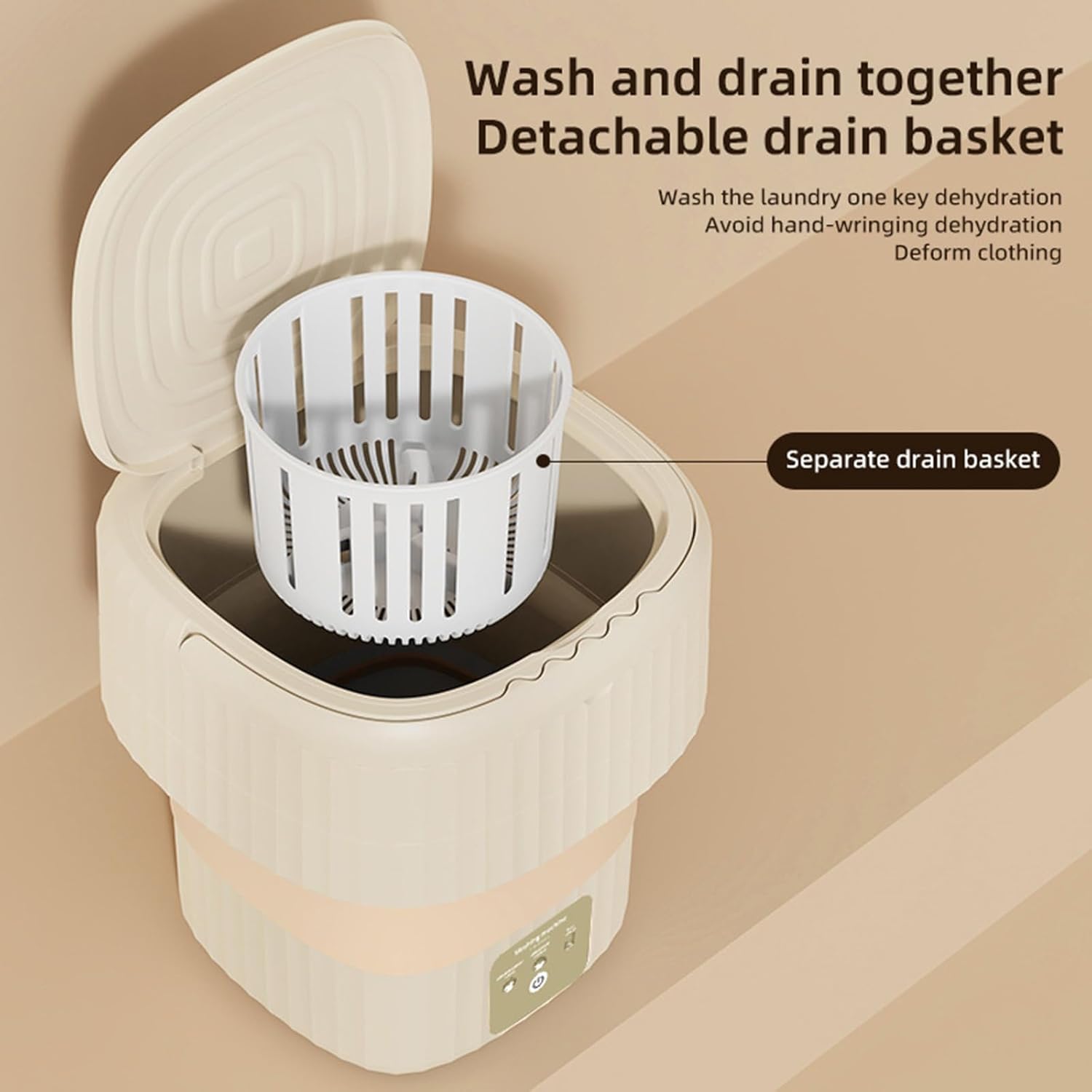 Portable Washing Machine, Mini Washer with 3 Modes And Spin Basket, 9L Large Capacity Laundry Washer Deep Cleaning for Underwear,Baby Clothes, Foldable Washing Machine for Apartments,Camping,Travel