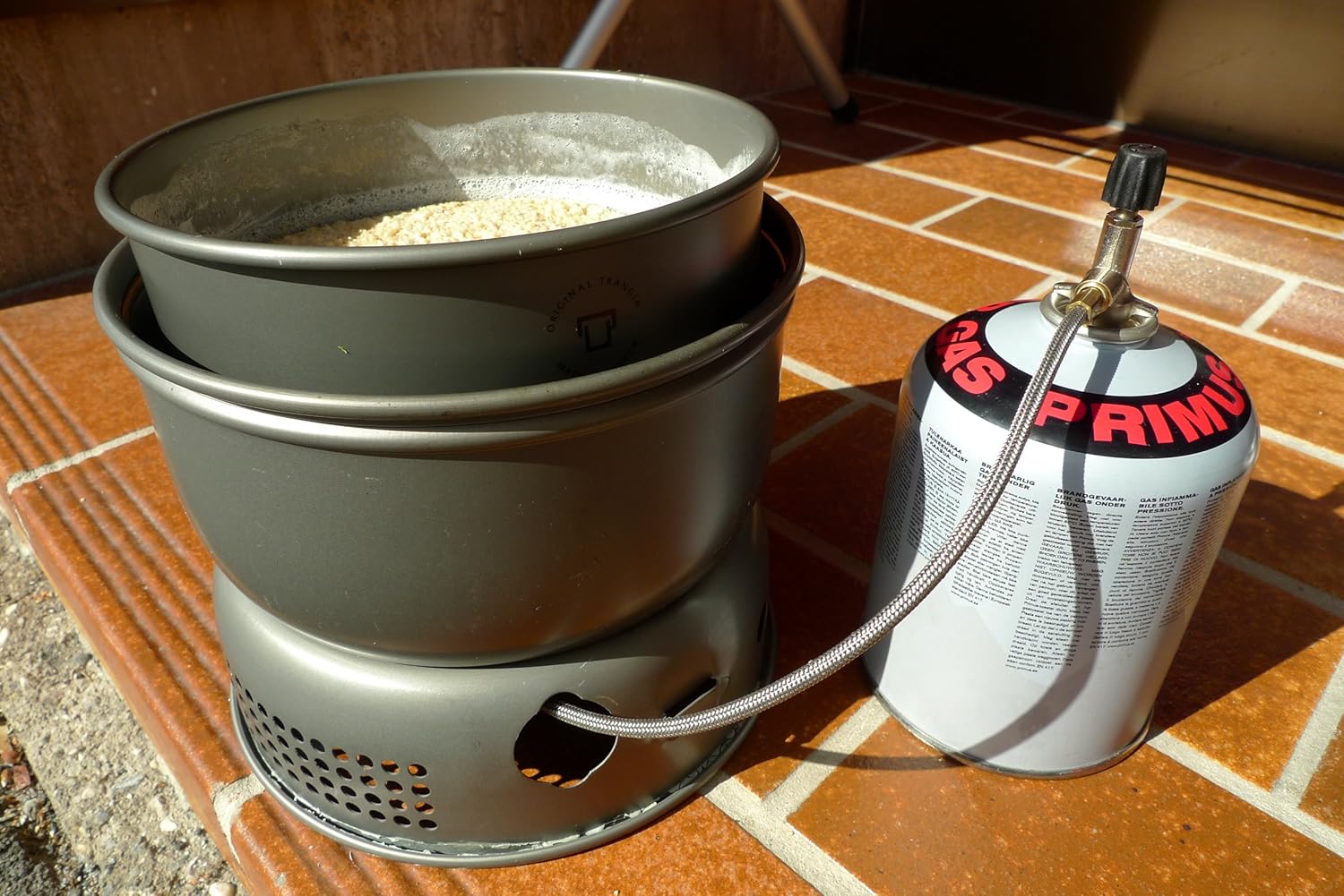 Trangia - 25-8 Ultralight Hard Anodized Camping Cookset with Gas Burner| Includes: Gas Stove, 2 HA Pots, HA Frypan, Kettle, Upper & Lower Windshield, Pot Gripper, Strap