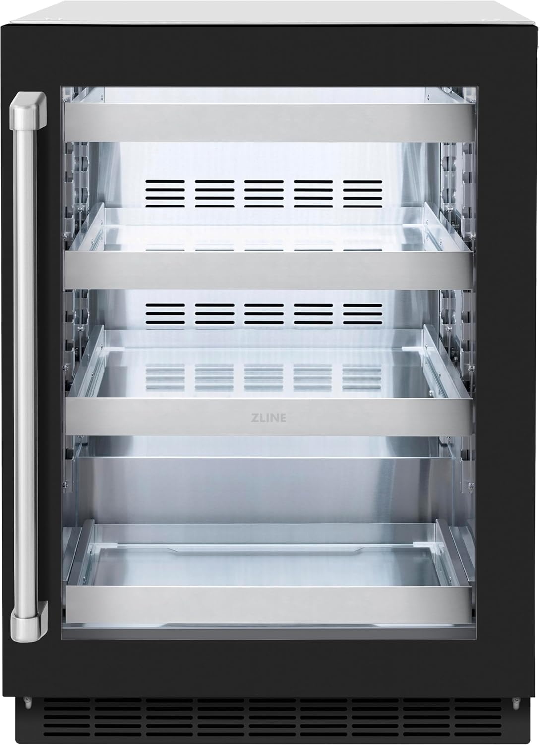 ZLINE 24 in. Touchstone 151 Can Beverage Fridge With Black Matte Glass Door (RBSO-BLM-24)