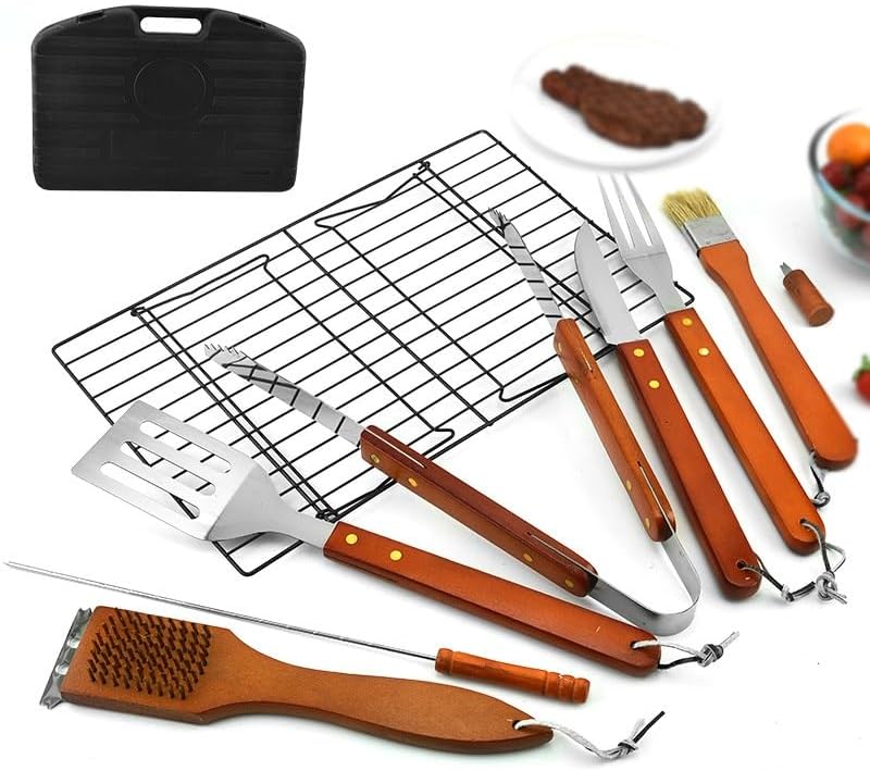 BBQ Tool Combination Set Stainless Steel Portable Carrying Case BBQ 18 Piece BBQ Set