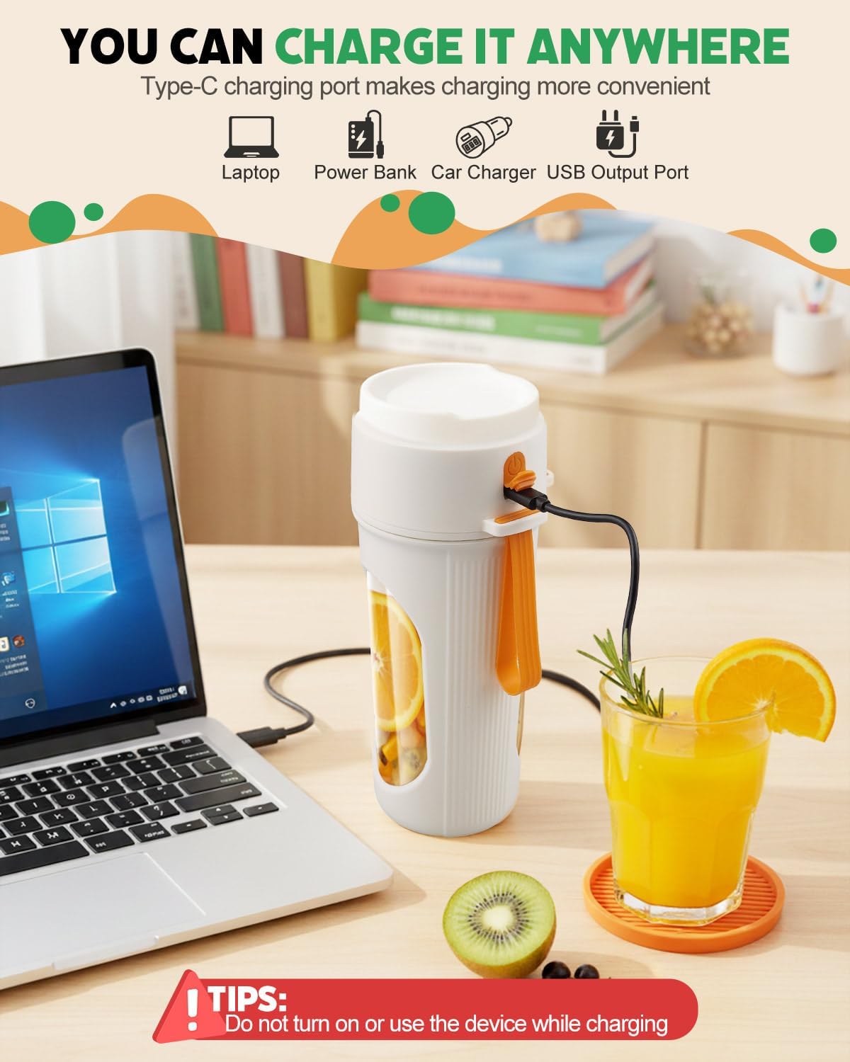 Portable Blender for Smoothies, Dishwasher Safe Personal Blender for Shakes and Fresh Juices, 15 Oz BPA Free Portable Bottle with 12-Blade, Rechargable Sport Bottle Compact and Easy to Clean