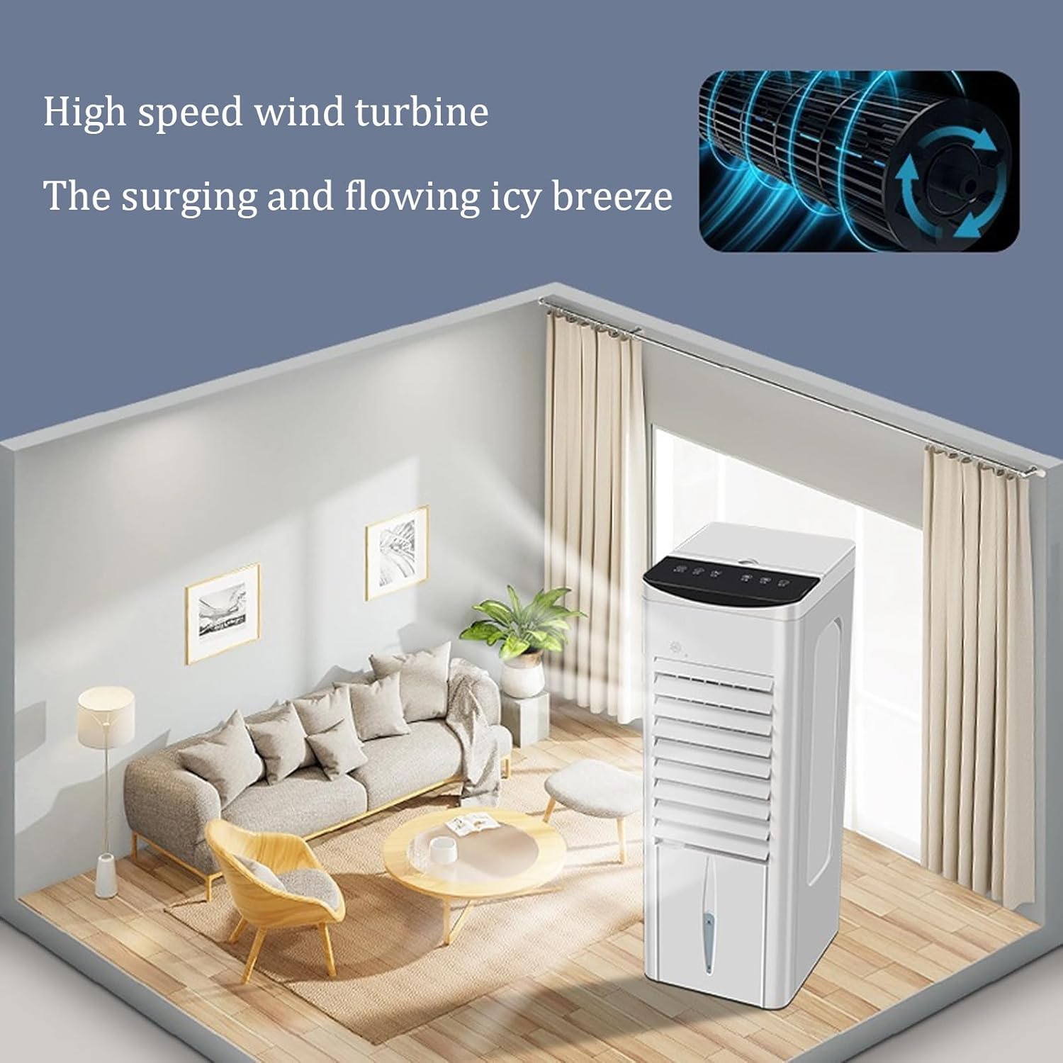 Refrigeration Small Air Cooler,Three Adjustable Wind Speeds,household Portable Air Conditioner,1-12 Hour Timer Evaporative Air Cooler,for Living Rooms, Resta(Color:Remote control single cooling)