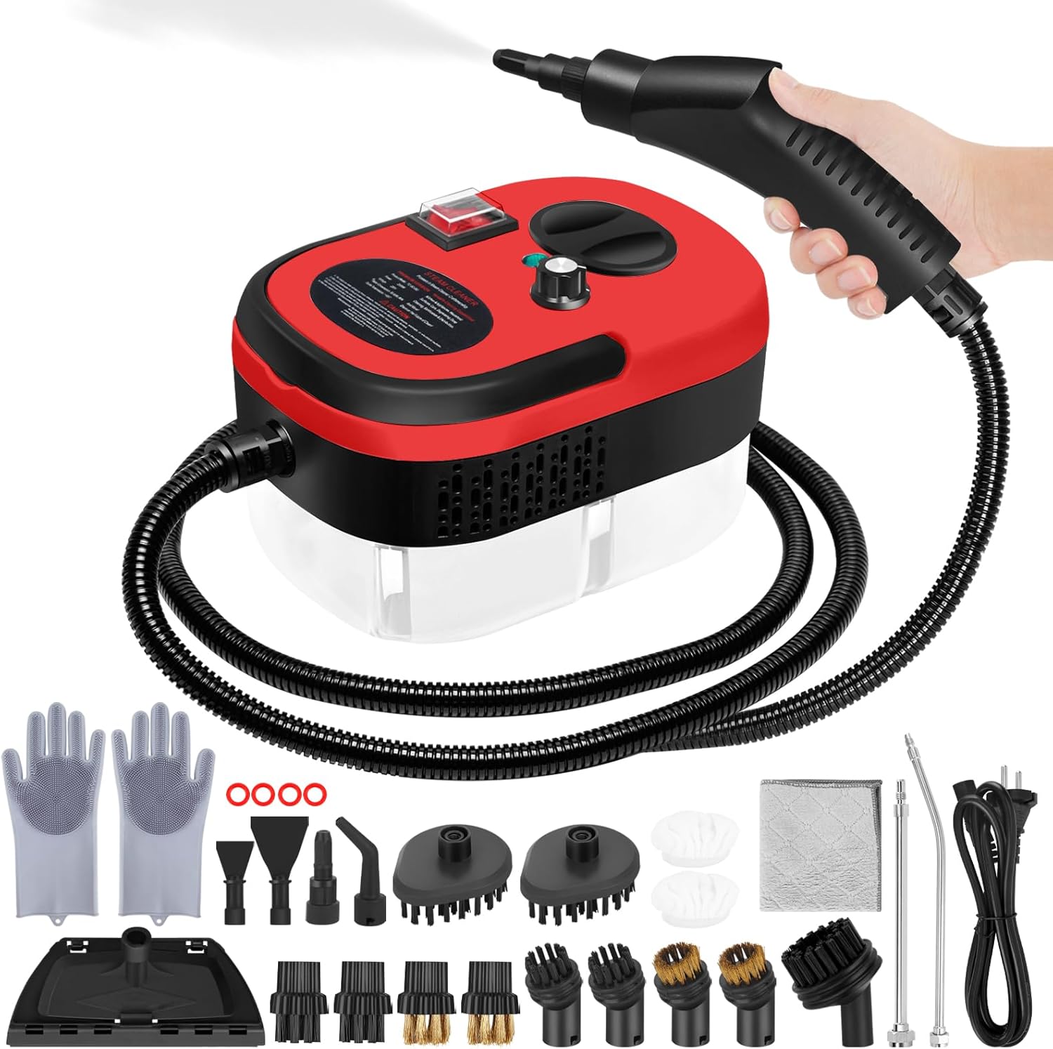 Steam Cleaner, 6-gears Adjustable, 15s Heat-Up, 1.29 Quarts Tank, Portable Steamer for Cleaning with 26 pcs Accessories, Steam Cleaner for Home,Dirt, Grease, Grout, Tile,Floor,Couch and Car