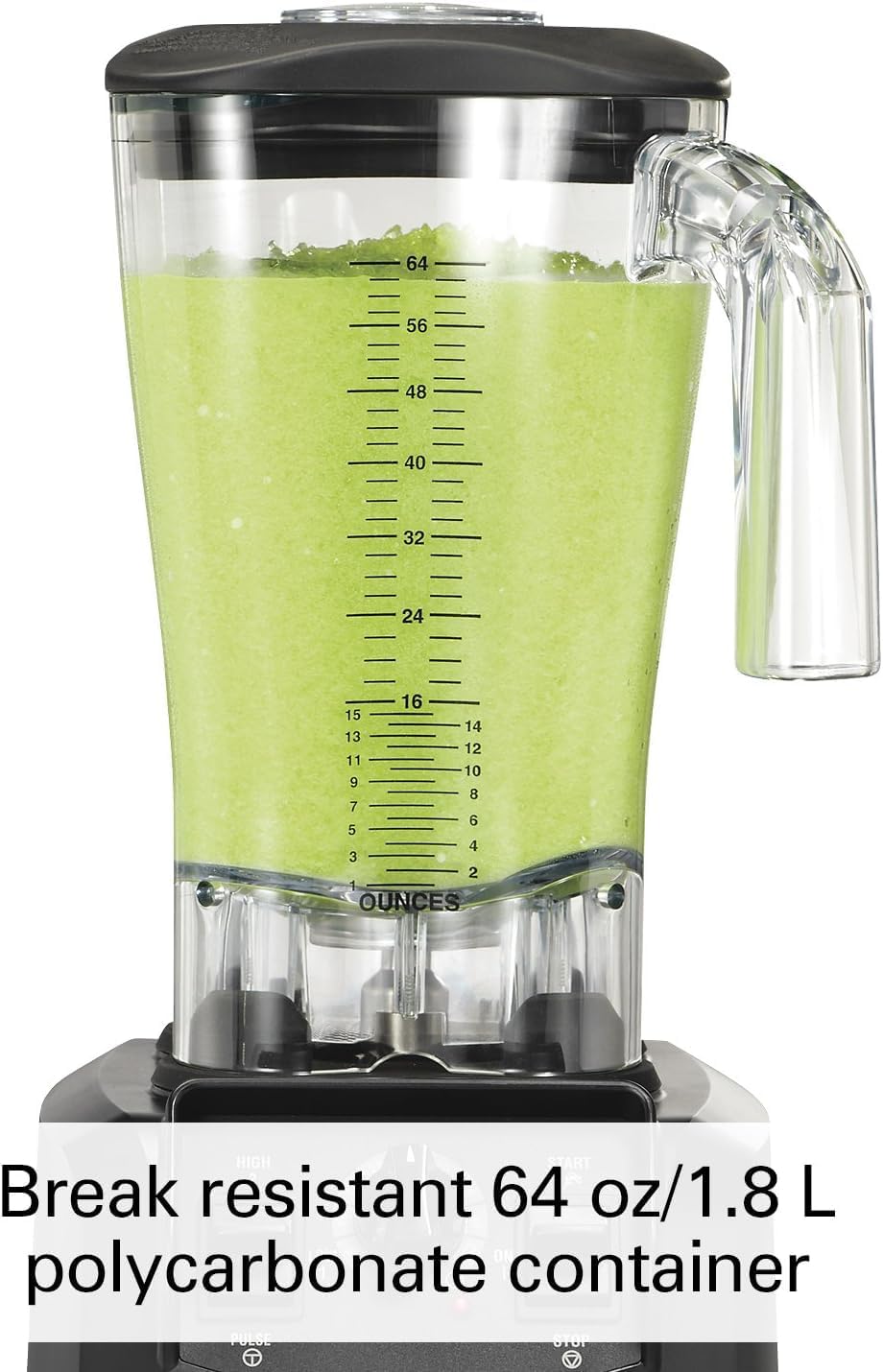 Hamilton Beach Commercial HBH550 The Fury Blender, 3 hp, 2 Speeds, Pulse, 64 oz./1.8 L Cutter Assembly Polycarbonate Container, 18.04