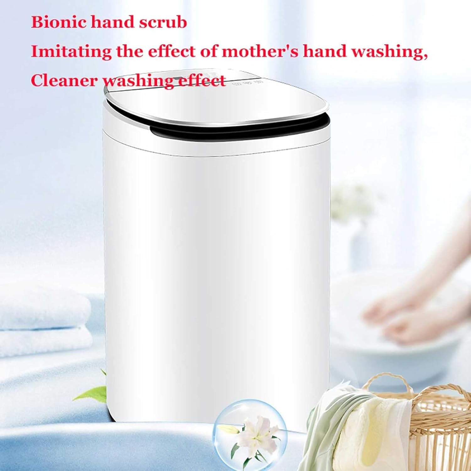 Mini Washing Machine 5.8 Kg Small Household Automatic Mute Laundry Machine Compact Elution Unit Washing Machine with 8 Washing Programs Used in Apartment Camping Dormitory (Yellow)