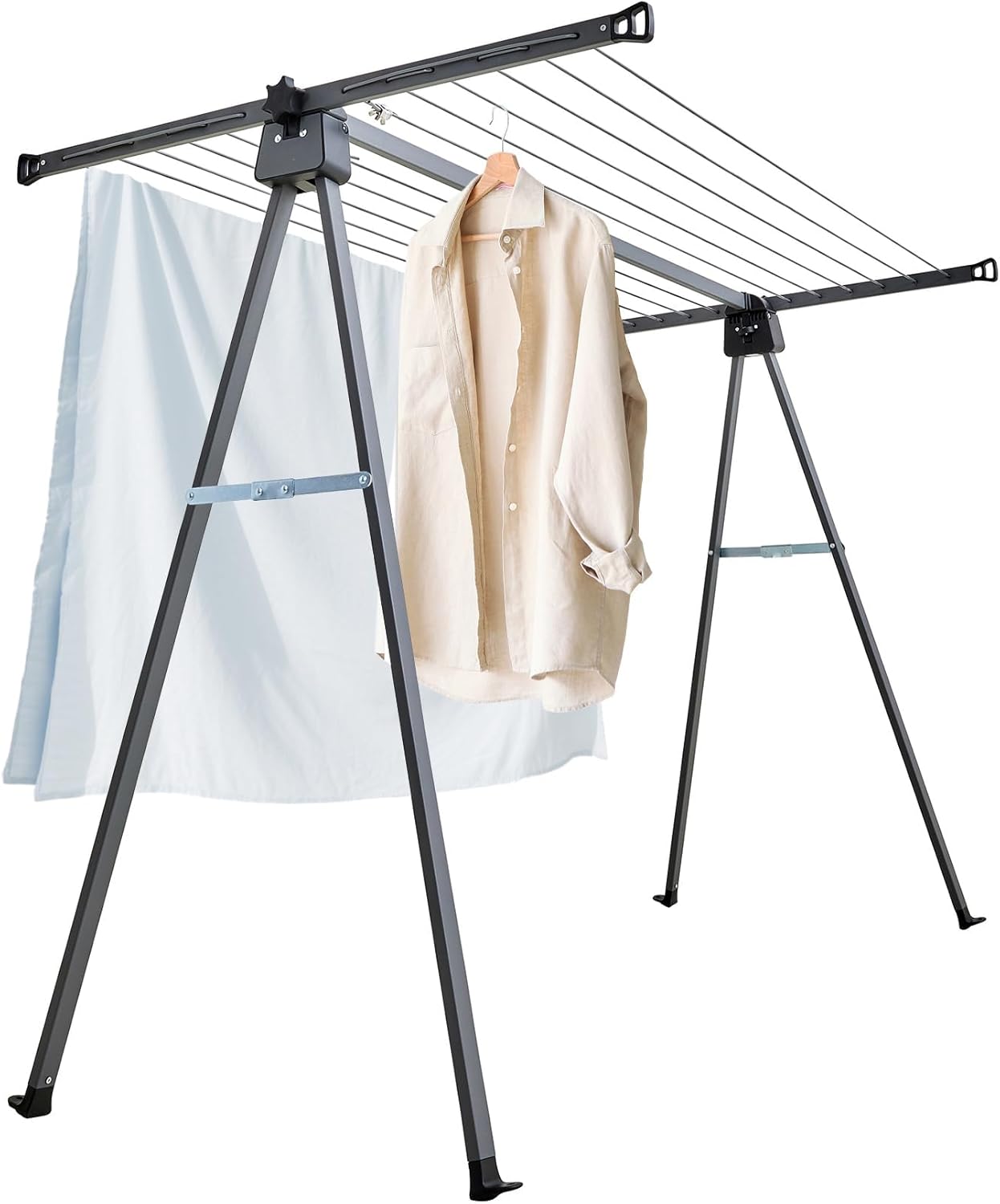 JS HANGER A Shape Clothes Drying Rack Folding Outdoor Clothesline, Heavy Duty Stainless Steel Laundry Drying Rack, Foldable Portable Clothing Dryer 46 Feet