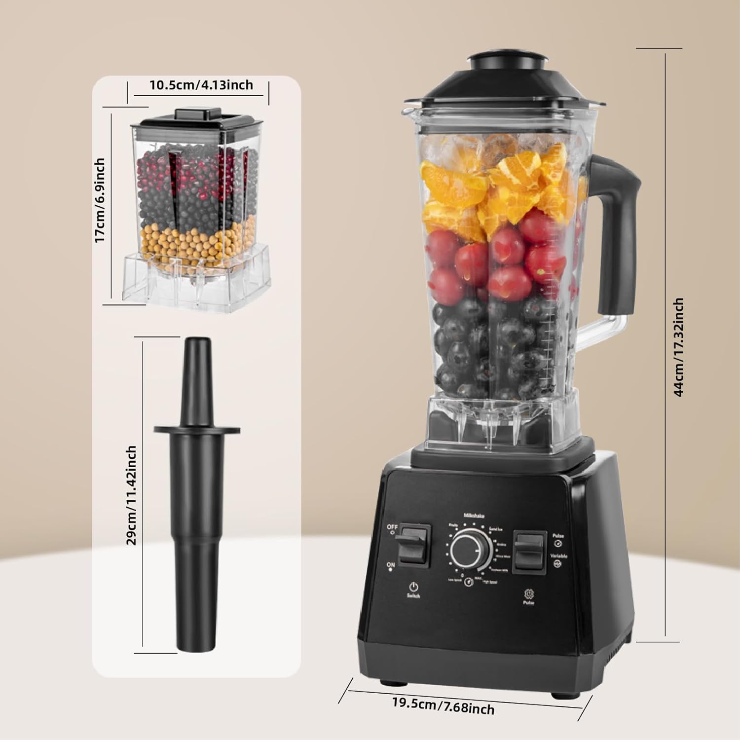 Professional Blender, 2400W High Speed Countertop Blender with two 68oz / 2L BPA-Free Jars, 25000 RPM Powerful Smoothie Blender for Ice Crushing, Frozen Fruit & Kitchen Use