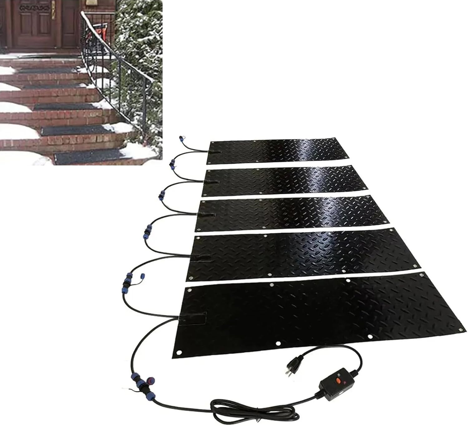 2024 New Upgrade Heated Snow Melting Mats Non-Slip Winter Ice Melt Mats 2 in/h Melting Speed Snow Melting System for Stairs and Driveway(Size:10x30inch,Color:5pcs)