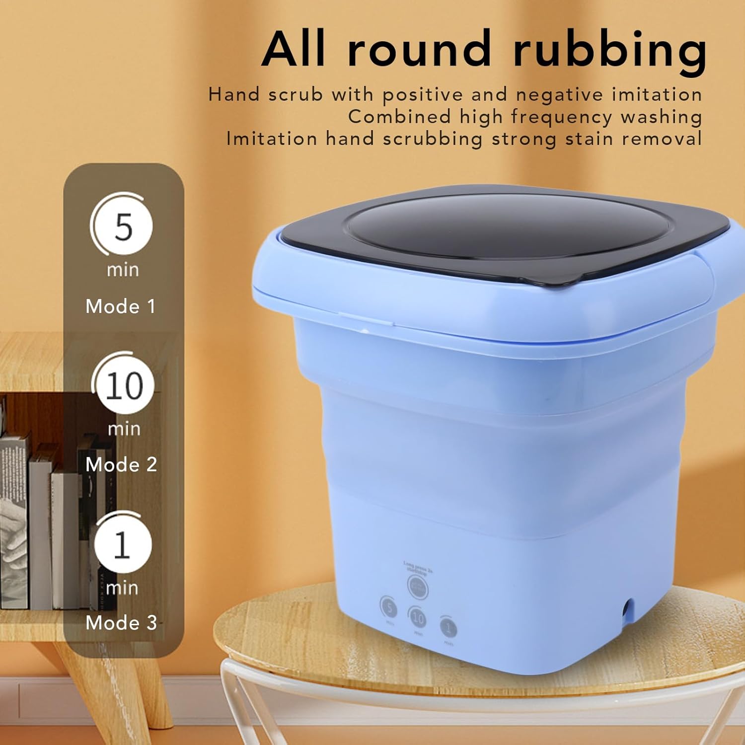 Jiawu Portable Washing Machine, Folding Washing Machine with Timer, Bucket Washer for Clothes Laundry, Underwear Washing Machine for Camping, RV, Travel, Collapsible Bucket Save Spaces (US Plug)