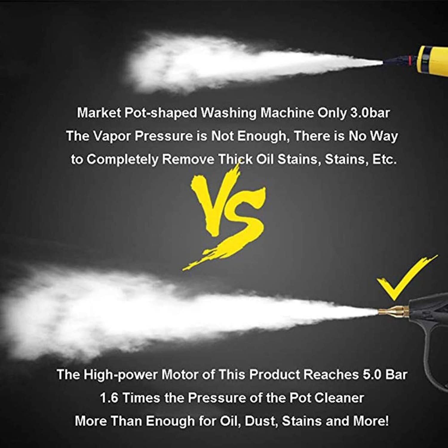 Hand-held Portable Steam Cleaning Machine Automatic Pumping(Yellow,110v)