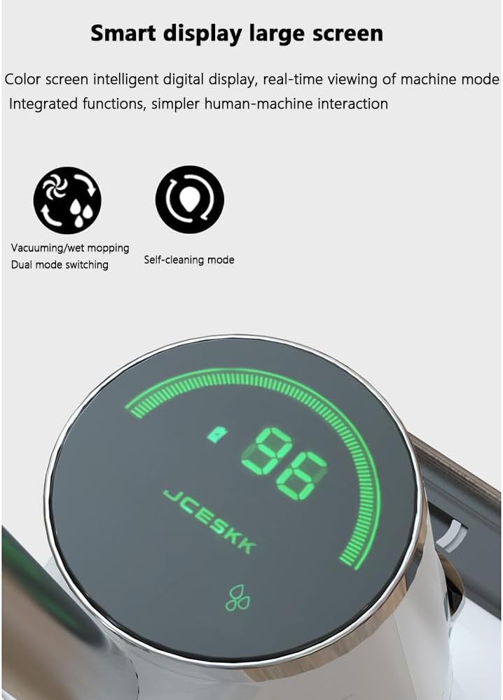 Household Floor Scrubber,Wet and Dry,850ml Clean Water Tank,600ml Sewage Tank,16kpa Suction Washing and Mopping Machine,Cleaning Machine,Suitable for Cleaning Floors,Dust,Oil,Debris,White (Grey )