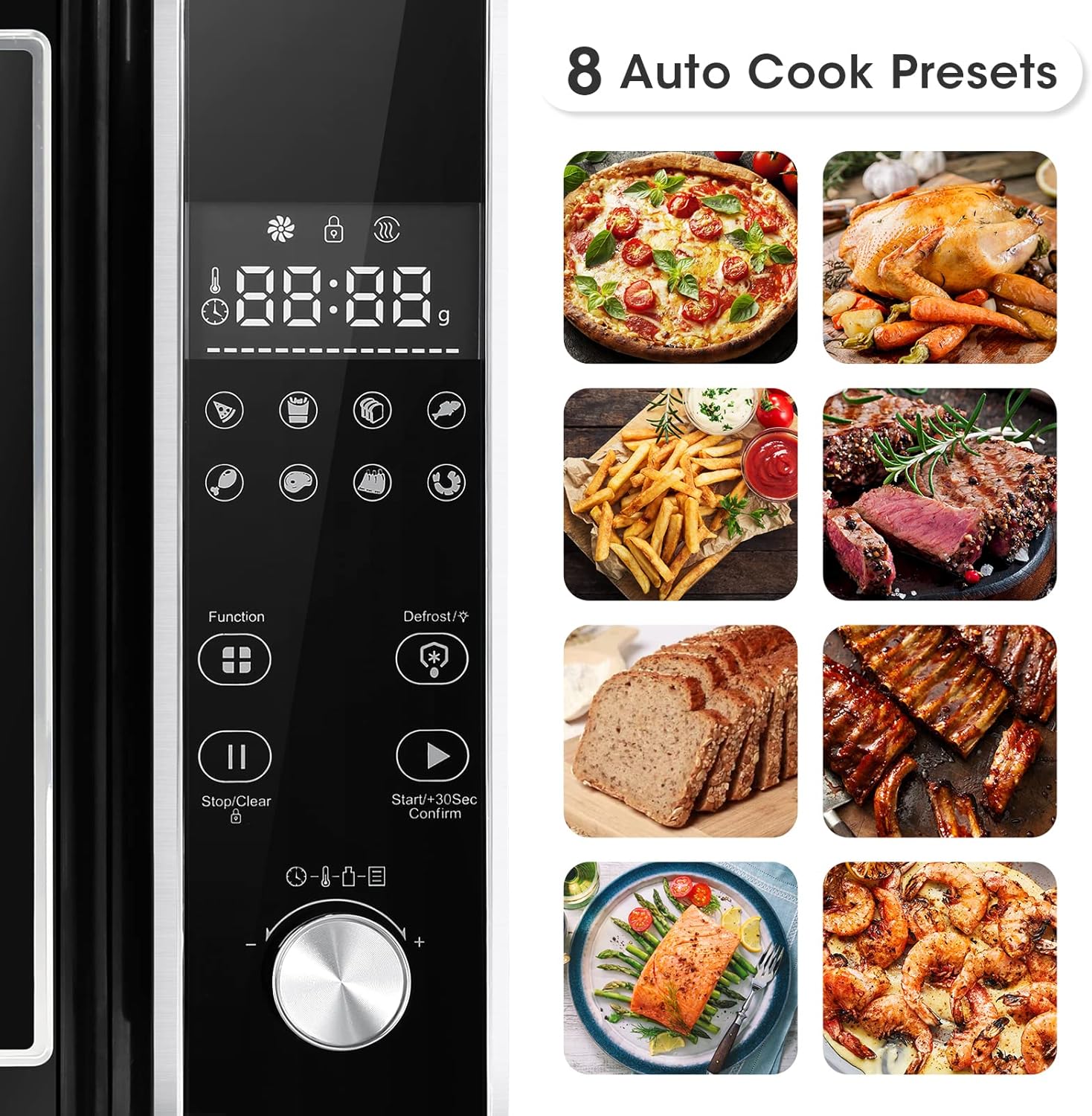 Air Fryer Oven Combo, Uten High-power Deep Air Fryer Oven Grill, Up to 400°F, 1800W, Digital Display, Fast Heat up/Time Control and Bonus Cookbook