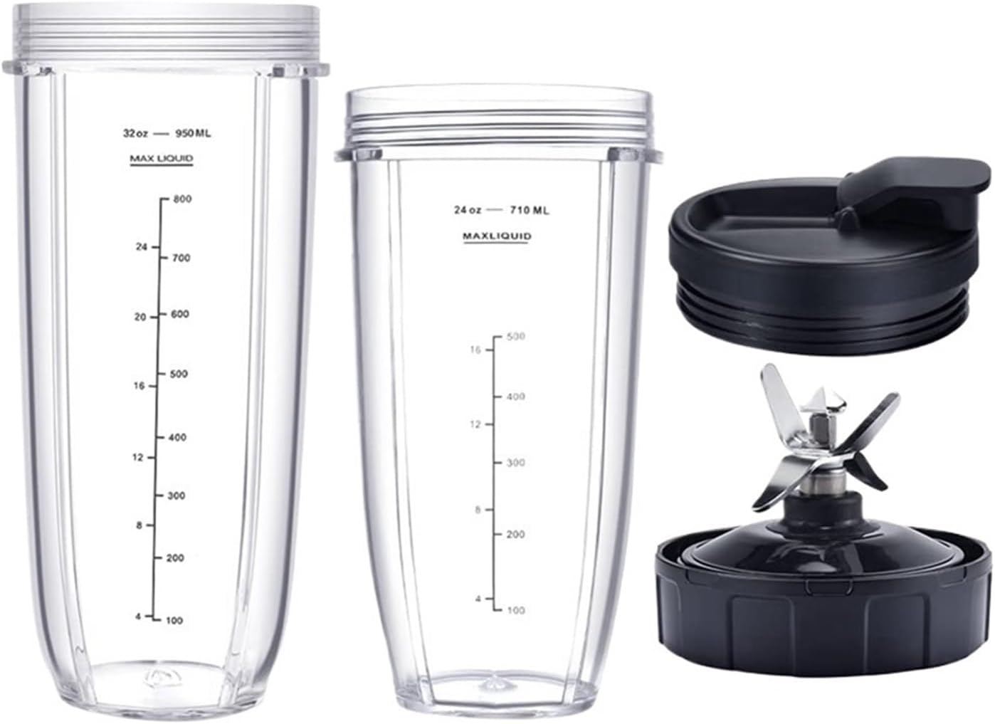 Blender 32Oz&24Oz Cup And With Lids, 7 Fins Extractor Blade, Compatible For Nutri Ninja BL480-30 BL483-30