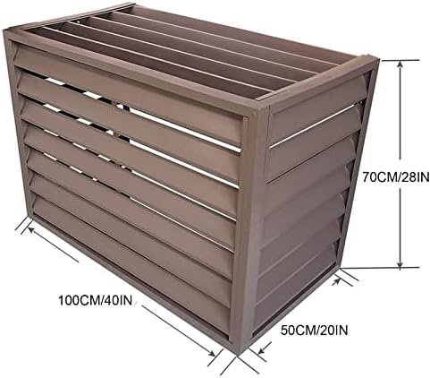 Anti-theft and strong aluminum air conditioner cover, Aluminum external air conditioner cover, Full Winter Outdoor Protection， outer materia， Suitable for indoor and outdoor ( Color : Brown louver roo