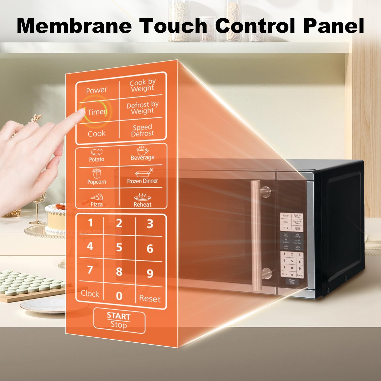 SMETA Countertop Microwaves, Small Microwave Oven 700 Watts 0.7 cu ft Microwave Ovens 10 Power Levels with Turntable Push-Button, Compact Size for Kitchen, Dorm, Apartment, Office, Black